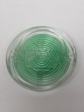 Vintage Green Round Tinted Glass RIBBED 3 7/8 Inch Drink Coaster or Ash Tray